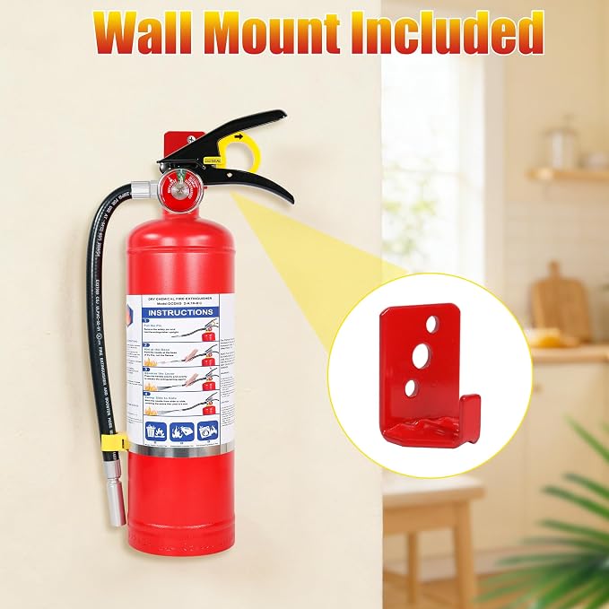 5 lb ABC Dry Chemical Fire Extinguisher with Wall Mount, 2A:10B:C Rated | All-Metal Valve, Quick-Release Bracket, 1 Pack Large Fire Extinguisher for Home, Garage, Factory, Car, Truck, Vehicle, Boat