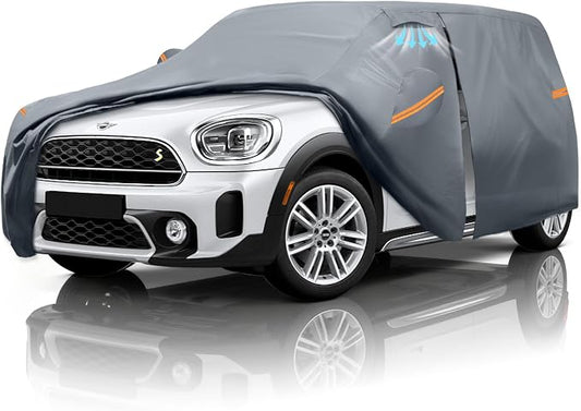 Waterproof MINI Countryman(2010-2026) Car Cover with Breathable Vents, [Upgrade] Premium Covers with Cotton Liner and Zipper Door,Sun Rain Snow Dust Uv Protection.(Gift with Towel)