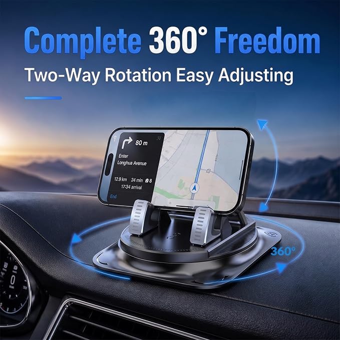 360 Degree Rotatable Car Phone Holder, Non-Slip Dashboard Cell Phone Holder, Universal Car Phone Mount Stand for Navigation and Viewing