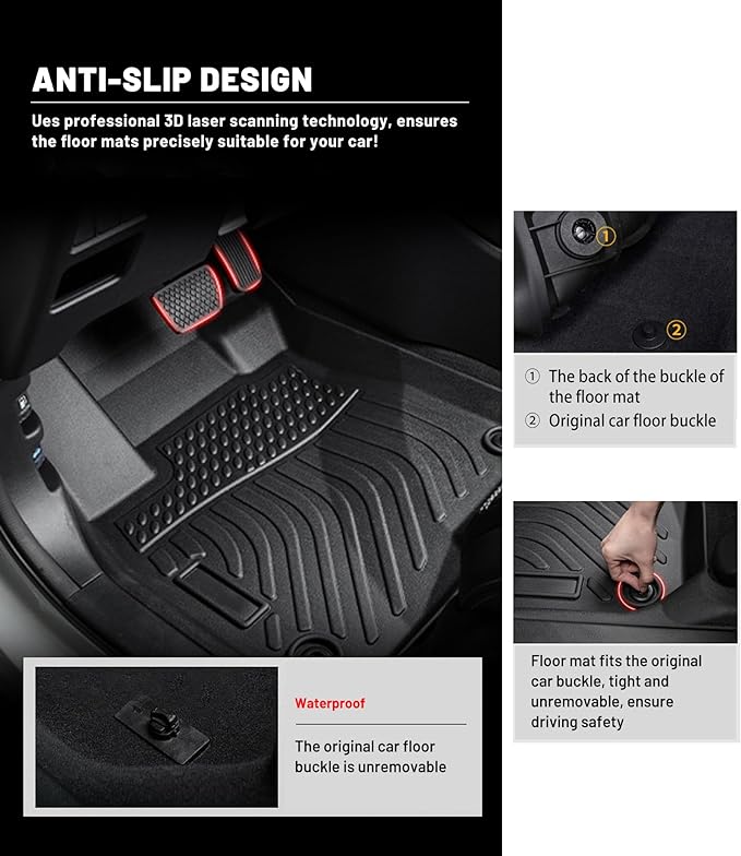 Car Floor Mats Replacement for Toyota Camry 2012-2017 Protection All Weather Custom Fit Waterproof Carpets Heavy Duty Durable Accessories Odorless Liners Front & Rear Black