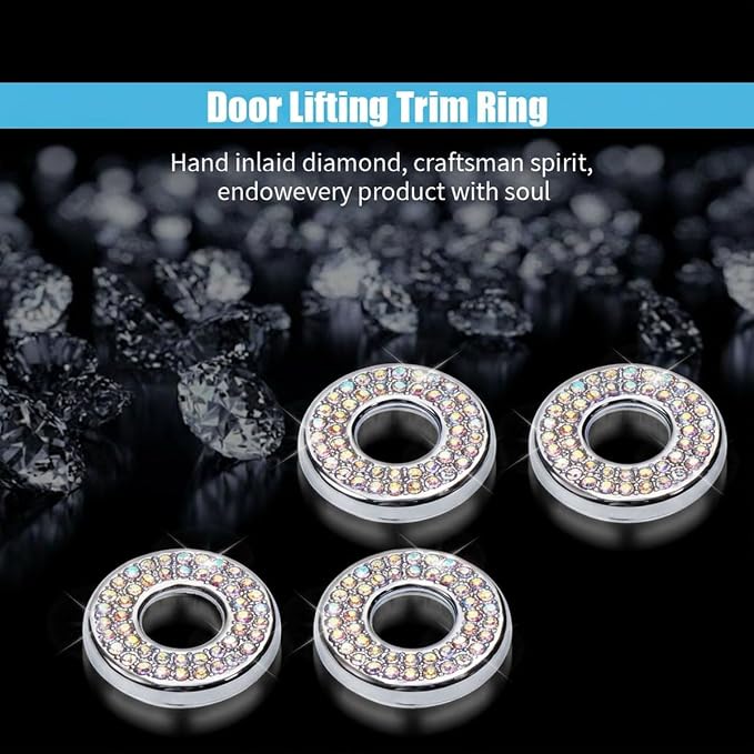 JOYCOURT 4Pack Bling Car Inner Door Lock Cover Stickers, Colorful | Rhinestone Bling Car Pull Rod Bolt Decoration Cover Interior Car Accessories, for Mercedes-Benz A/B/C/E Class GLC GLA GLK GLA