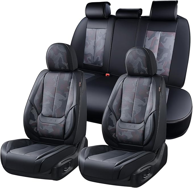 Coverado Car Seat Covers, Seat Covers for Cars, Waterproof Leather Auto Seat Protectors, Leather Car Seat Cushion, Car Interiors Accessories Universal Fit for Most Cars