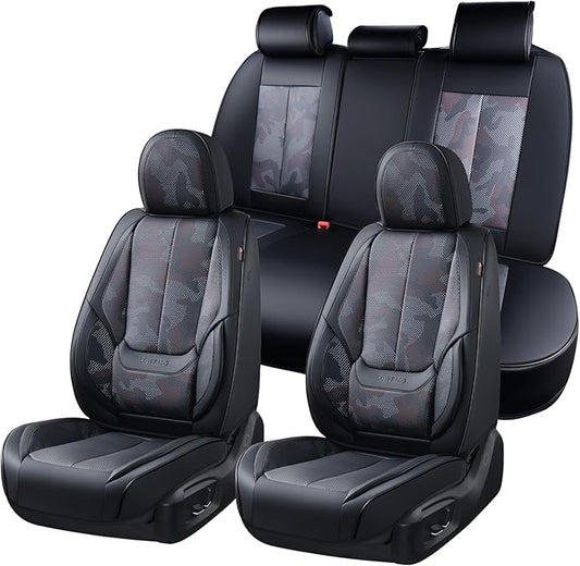 Coverado Car Seat Covers, Seat Covers for Cars, Waterproof Leather Auto Seat Protectors, Leather Car Seat Cushion, Car Interiors Accessories Universal Fit for Most Cars