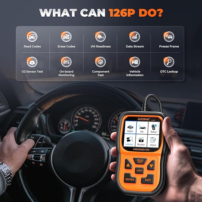 AUTOPHIX OM126P OBD2 Scanner, Check Engine Light Code Reader, Car Code Scanner for Automotive Diagnostic, Read & Clear Fault Code, Pass Smog Test, Live Data, for All US Cars After 1996