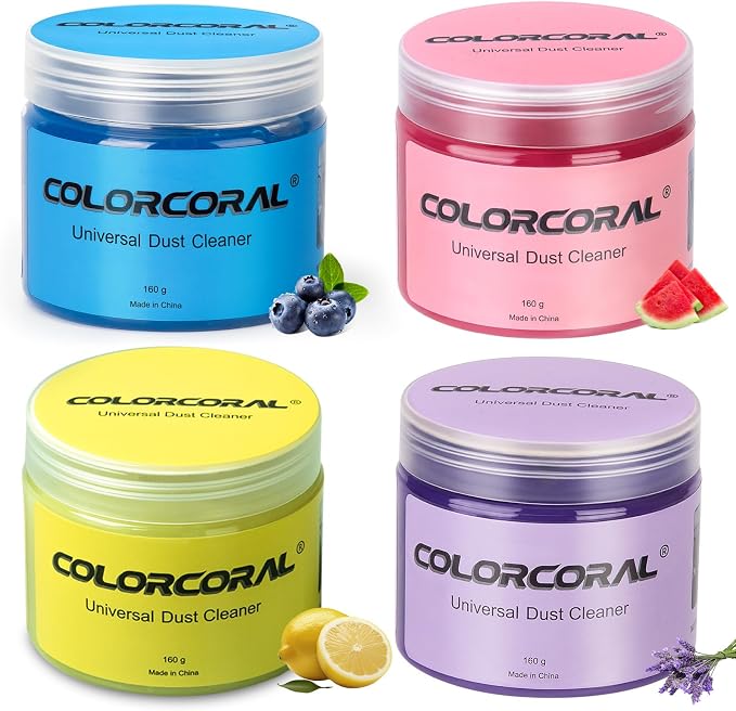 ColorCoral 4 Pack Car Cleaning Gels Auto Detailing Tools Cleaning Putty Auto Interior Cleaner,Jelly Cleaner, Keyboard Cleaner, Car Cleaning Supplies Car Gifts for Men Women
