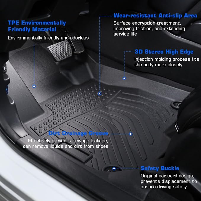 Floor Mats & Cargo Liner for 2020-2025 2026 Hyundai Sonata (Only Hybrid) | All Weather Automotive TPE Liners Set Waterproof Accessories, Floor Liner Combo Set,Front and Rear Rows, Trunk Liner
