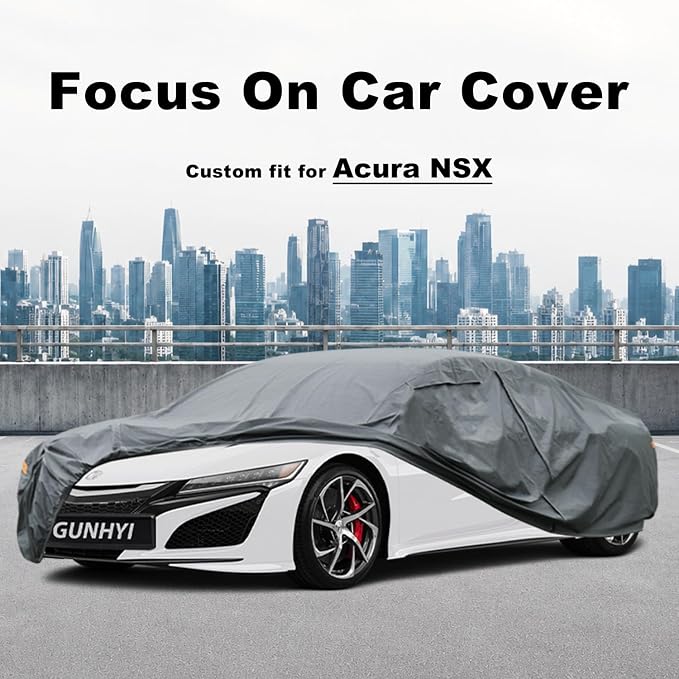 GUNHYI Premium Car Cover Custom Fit Acura NSX, 16 Layers Heavy Duty Car Cover Waterproof All Weather with Zipper Door for Sun Rain Snow Dust Uv Protection