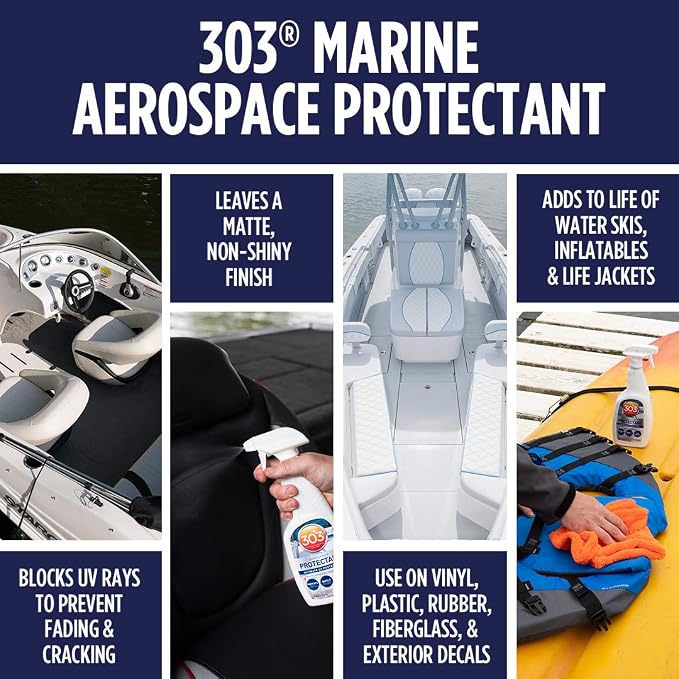 303 Marine Aerospace Protectant for Boat Vinyl, 32 oz | Provides UV protection for marine vinyl and surfaces while helping prevent fading, cracking, and staining.