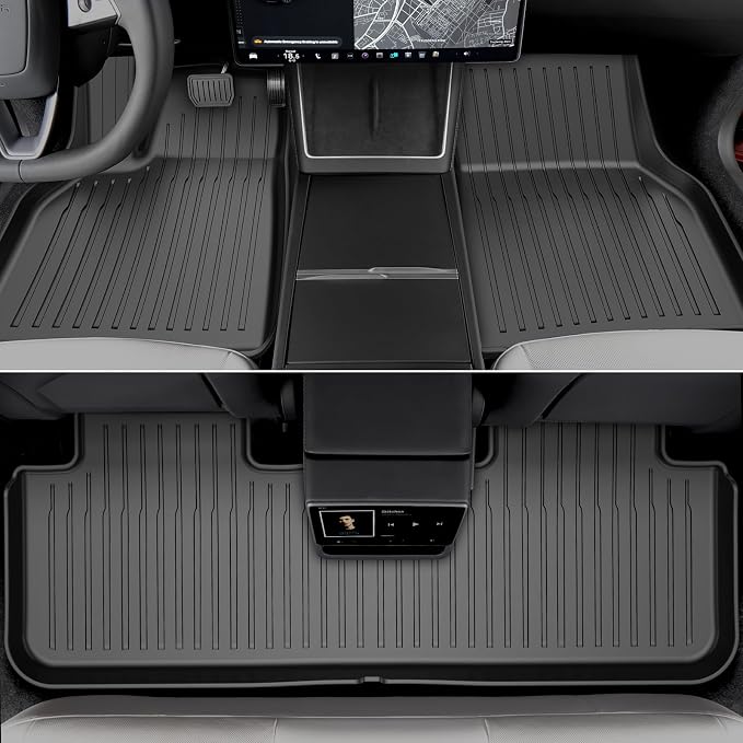 Pawtein 6-Piece TPE Floor Mats Compatible with 2025-2026 Model Y Juniper | Flexible, waterproof, stain-proof, anti-slip, easy-clean interior liners