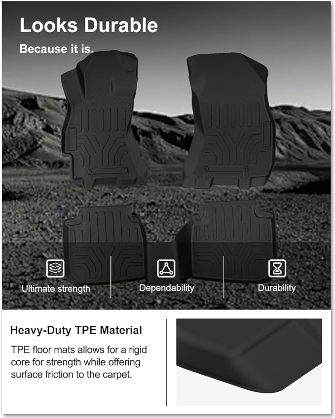 Kiwi Master Floor Mats for 2015-2019 Subaru Outback/Legacy | Custom Fit All Weather Car Mats, Heavy duty TPE Floor Liners, Front & Rear 2 Row Set, Black