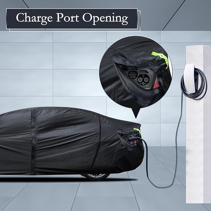 Migaven 6 Layers Car Cover Custom Fit for Model 3 Car Cover 2017-2026 Waterproof Full Exterior Cover Rain Snow Protection with Charging Port Ventilated Mesh Door Zipper