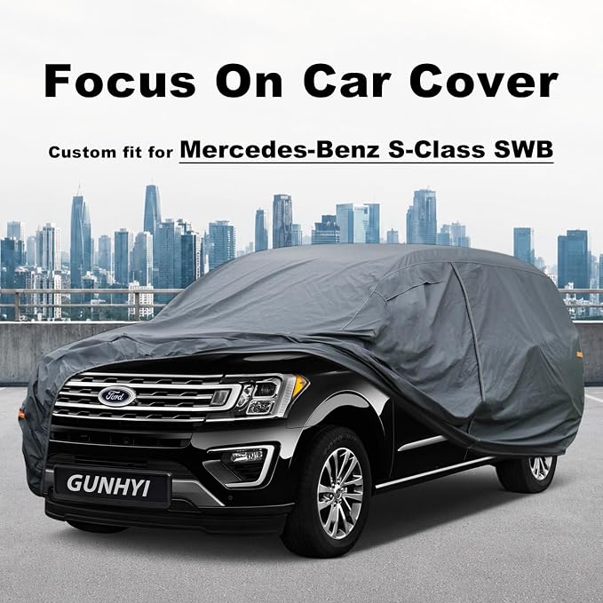 GUNHYI Premium Car Cover Custom Fit Ford Expedition, 16 Layers Heavy Duty Car Cover Waterproof All Weather with Zipper Door for Sun Rain Snow Dust Uv Protection