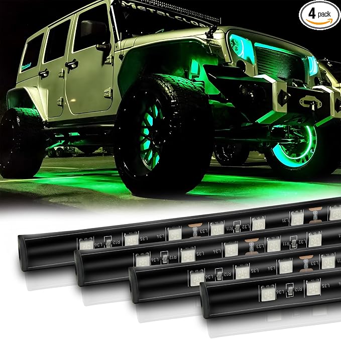 12V Led Light Strip 12.7" Waterproof Green Led Light Strips for Car Golf Cart Motorcycles Truck Boat Led Strip Lights,Pack of 4