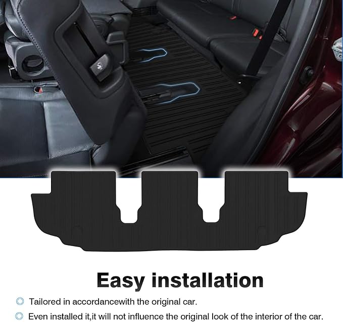 T TGBROS Floor Mats for 2020-2024 2025 2026 Toyota Highlander Accessories (W/2nd Row Bench or Bucket Seats w/Center Console) All Weather Floor Liners 3 Row Set TPE Non-Slip Black