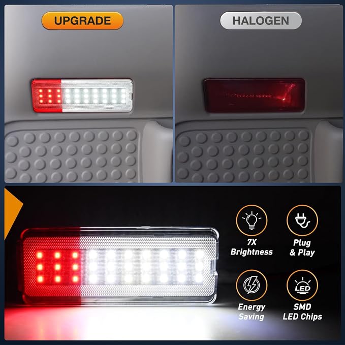 Nilight 2PCS LED Interior Door Panel Light Courtesy Warning Lights White Red Plug and Play Compatible with Ford F250 F350 F450 F550 Super Duty 1999-2007 Excursion 2000-2005