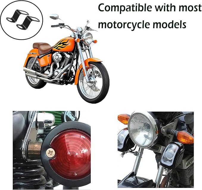 4 PCS Motorcycle Turn Signal Mounting Brackets, Motorcycle Turn Light Support Holder Stand，12mm Hole Indicator Relocation Bracket, L Shape Shock Brackets Metal Holder for Harley, Honda, Suzuki