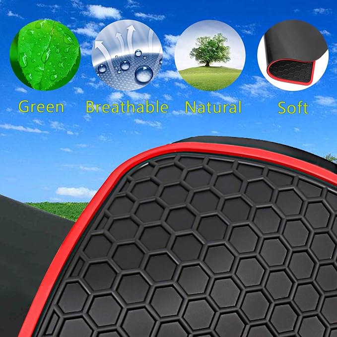 Car Rubber Floor Mat for Toyota Camry 7th 2012-2013-2014-2015-2016-2017 Custom Fit Black Red Rubber Car Floor Liners Set All Weather Protection Heavy Duty Odorless