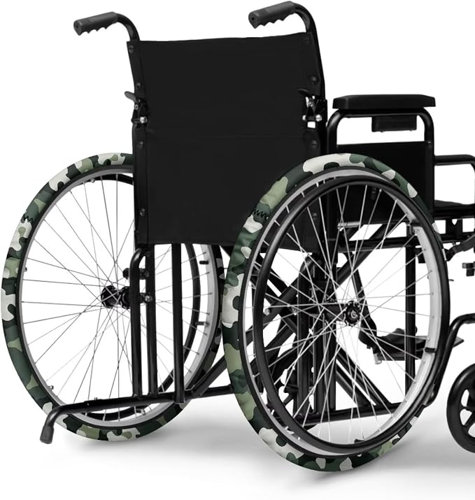Wheelchair Wheel Covers Camouflage Print 2 PCS Wheelchair Tyre Covers Neoprene Wheel Cover for Transport Wheelchair Wheels