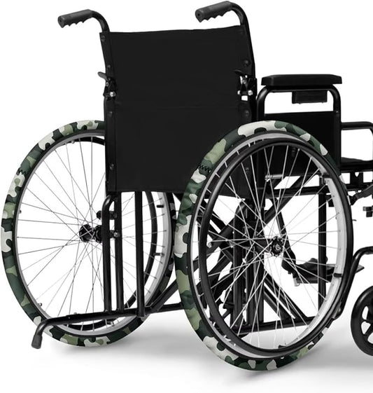 Wheelchair Wheel Covers Camouflage Print 2 PCS Wheelchair Tyre Covers Neoprene Wheel Cover for Transport Wheelchair Wheels