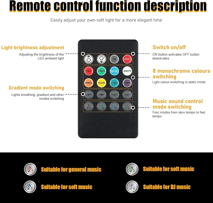 Car Led Interior Lights, RGB 72 LED Multicolor Auto Strip Light with Sound Active Function and Remote Control, Under Dash Smart Lighting Kit with Charger, Car Accessories (Cigarette Lighter)