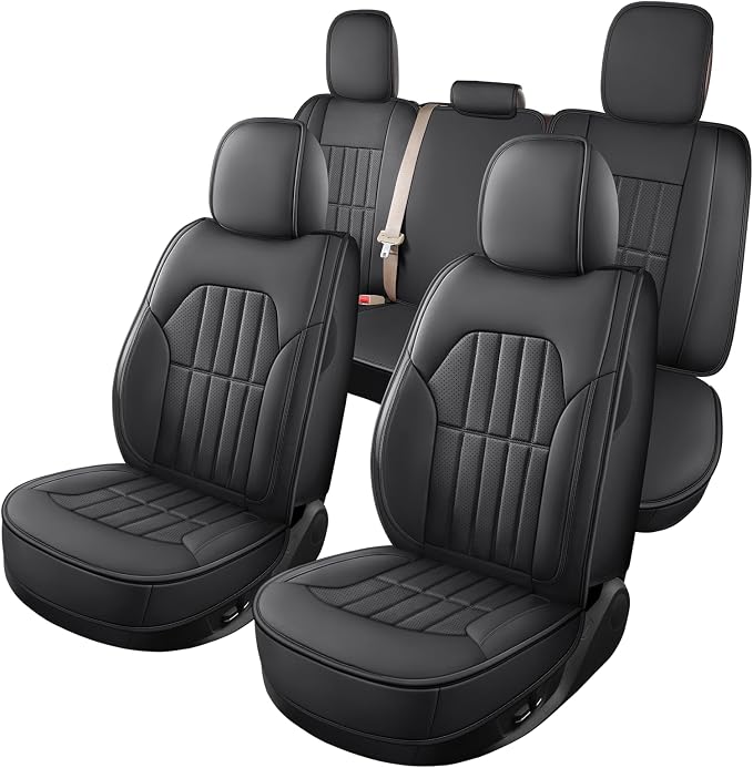 Truckiipa Dodge Ram Seat Covers Full Set, Full Coverage Luxury Car Seat Covers Waterproof Leather Protector Truck Accessories, Custom Fit for 2002-2018 Ram 1500, 2002-2025 Ram 2500 3500 Crew Mega Cab