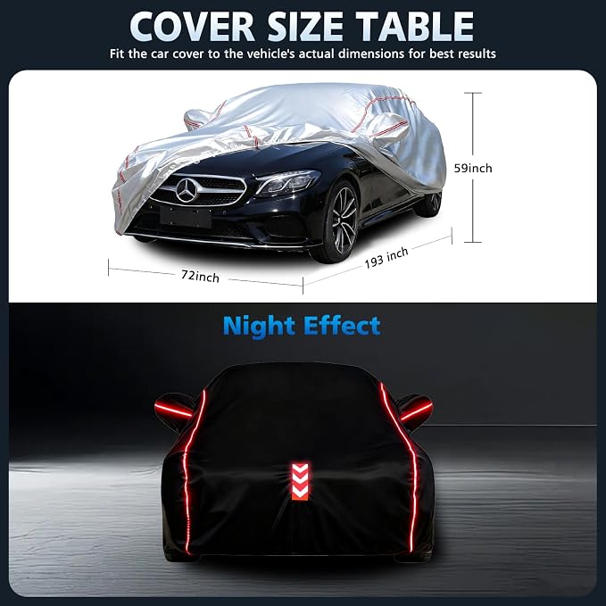 Waterproof All Weather Heavy Duty Vehicle Cover, 360° Underbody Wrap Windproof Design, Quick Install Outdoor Cover,（for Mercedes-Benz E-Class 2006-2025）