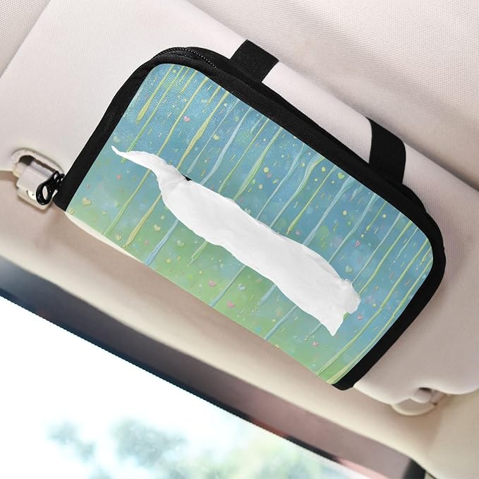 Blue Frosting Dripping Car Tissue Holder Durable Napkin Holder Hanging Tissue Holders Case Car Tissues Bag for Sun Visor Seat Back Universal Auto