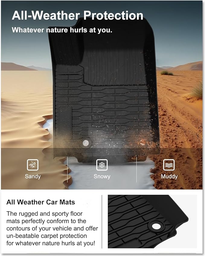 Kiwi Master Floor Mats for 2021-2026 Jeep Grand Cherokee L | OEM Replacement 82216640AA, Custom Fit All Weather Car Mats, Heavy Duty TPE Floor Liners, Front & Rear 3 Row Set, Black