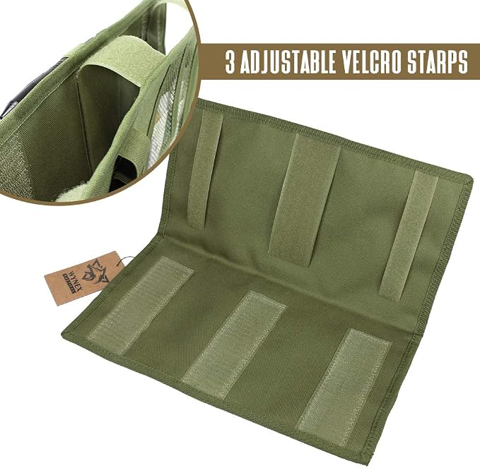 WYNEX Car Visor Organizer 2-Sided MOLLE Panel, for Car Trucks Pickup Vans | Fold:M-13.8x7", 3 Hoop-N-Loop Strap, Auto Sun Visor Storage Pouch, for Car Gadget, Daily Driving Road Trip