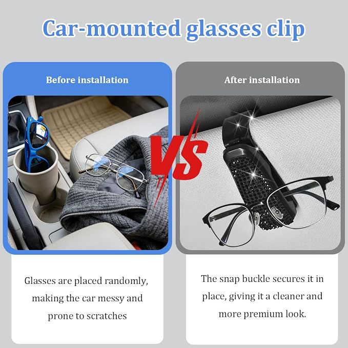 27PCS Bling Car Accessories Set for Women, 14.5-15" Rhinestone Steering Wheel Cover Cup Coaster, USB Charger Phone Holder Headrest Hook, Diamond Auto Interior Decor, Universal Fit (Black)