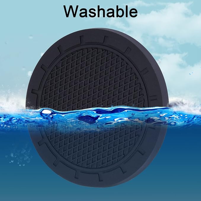 Car Coasters, Wisdompro 4 Pack PVC Car Cup Holder Insert Coaster - Anti Slip Vehicle Interior Accessories Cup Mats for Women(Diameter 3", Black)
