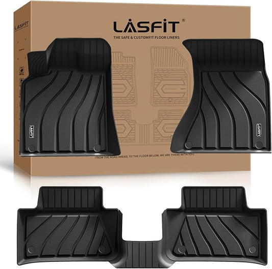 LASFIT All Weather Floor Mats for Porsche Macan 2026-2014, 3D Laser-Measured Custom Fit TPE Floor Liners, Front & Rear Rows, Black, Easy to Clean