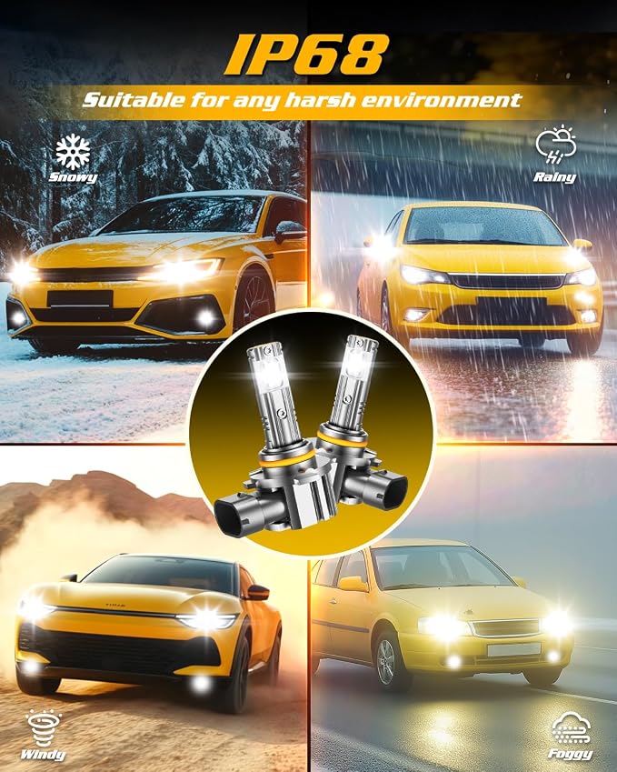 FORENNER 2026 Upgrade H11 9005 Light Bulbs Combo, 900% Super Brightness 6500k Cool White, 1:1 Mini Size, Plug & Play, H11/H9/H8 9005/HB3 Bulbs, 10 Years Longer Lifespan, IP68 Waterproof, Pack Of 4