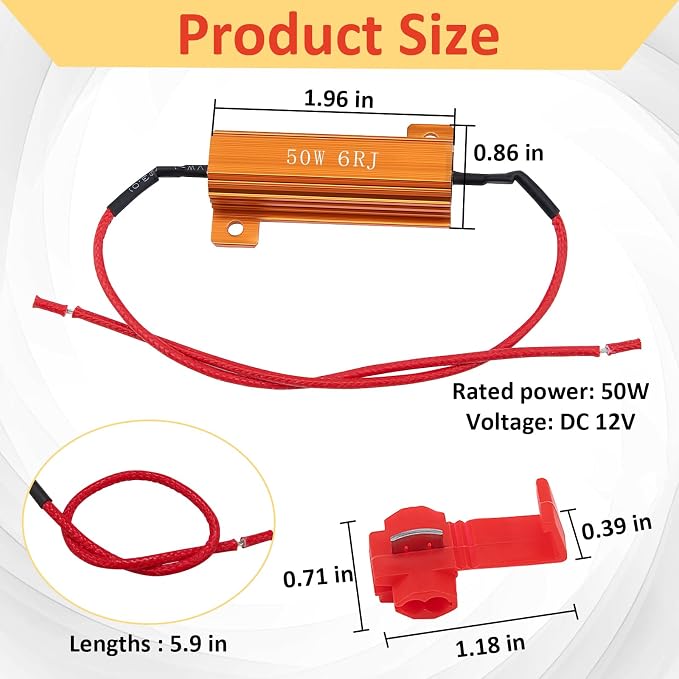 10Pcs 50W 6Ohm Load Resistors LED Turn Signal, LED Load Resistor Kit for Fix LED Bulb Fast Hyper Flash Turn Signal Blink Error Code (Amber)