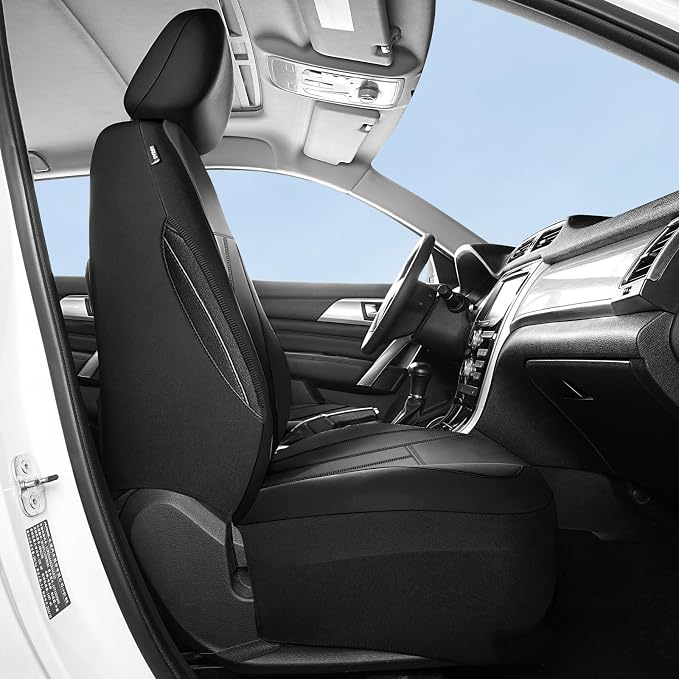 HChengkikz 2 Pack Front Neoprene Car Seat Covers | Waterproof Comfortable Seat Protectors, Airbag Compatible Universal Fit for Sedans, SUVs, Trucks, Vans