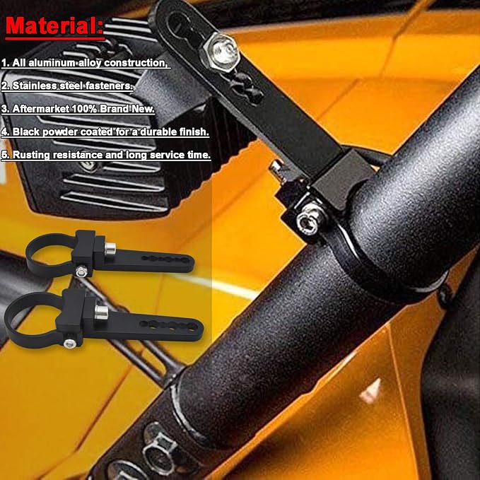 DaSen Adjustable 1.75" LED Light Roll Bar Tube Clamp Mount Brackets Compatible with Polaris RZR Maverick X3 Talon ATV UTV Truck