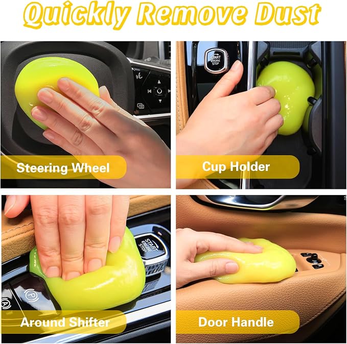 Car Cleaning Gel Putty, Reusable Interior Cleaning Slime Dust Remover, Auto Detailing Cleaning Gel for Vents Keyboard Crevice, Car Accessories Gift Yellow & Pink