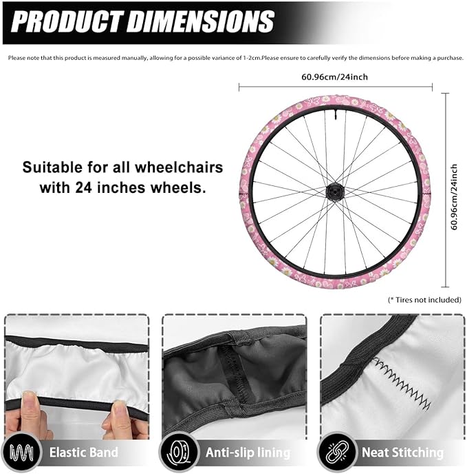 Daisy Wheelchair Wheel Covers 2 Pack Electric Wheelchair Accessories Tyre Covers to Protect Floors Carpets