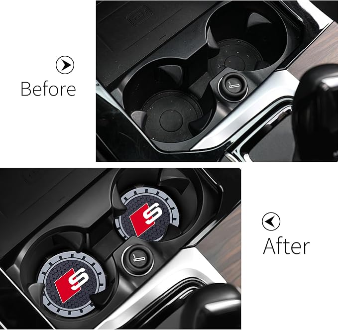 Car Cup Holder Coaster for Audi S Line Recessed Silicone Cupholder Coaster Interior Accessories 2.75IN 2Pack