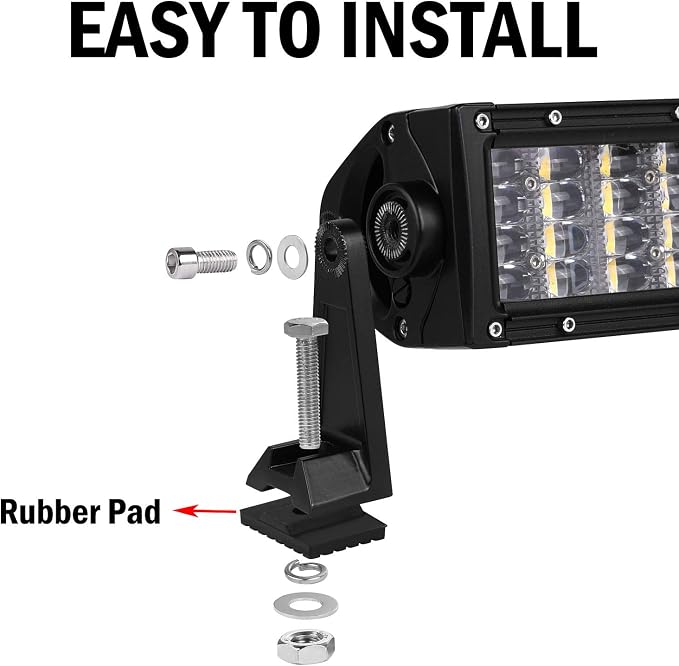 Side Mounting Brackets, Muto-Beam Universal Side Bracket for LED Pods Light Bar Bracket Double Row Light Bar Brackets with Rubber Pad for Truck ATV UTV SUV Boat