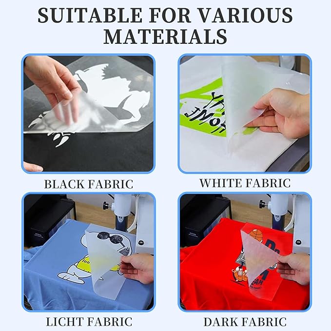 DTF Transfer Film A3 100 Sheets,Double-Sided Thick Matte Pretreat Film | Hot&Cold Peel,PET Heat Transfer Paper for DTF Inkjet Printers Direct Print on T-Shirts and All Color Fabrics, Wash Durable