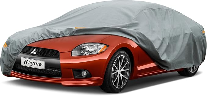 Kayme Heavy Duty Car Cover Custom Fit Mitsubishi Eclipse (2003-2011) Waterproof All Weather for Automobiles, Full Exterior Covers Sun Rain UV Protection.（Deliver About 3-10 Days）