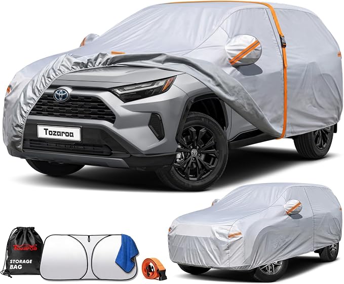 SUV Cover Waterproof All-Weather,Outdoor Full Exterior Car Covers Custom Fit for Toyota RAV4,Honda CR-V,Tesla Model Y,Chevrolet Equinox,Hyundai Tucson,Tiguan,GLC,etc,Size S2(See Size Chart)