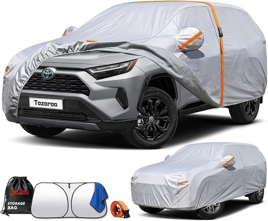 SUV Cover Waterproof All-Weather,Outdoor Full Exterior Car Covers Custom Fit for Toyota RAV4,Honda CR-V,Tesla Model Y,Chevrolet Equinox,Hyundai Tucson,Tiguan,GLC,etc,Size S2(See Size Chart)
