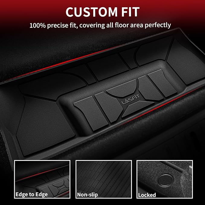 LASFIT Premium Extra Thick Trunk Mats for Tesla Model S & Plaid 2021-2025 | 100% TPE All Weather Custom Fit Frunk Mat Sub Trunk Mat Cargo Liner Set, 3PC Black
