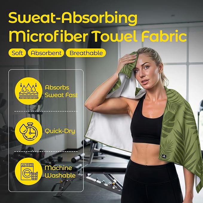 Car Seat Towel Cover - Sweat Absorbing Microfiber Towel for Car Seat After Gym, Workout & Beach - Washable Seat Protector, Universal Fit for Cars, Trucks, SUVs - Palm 2 Pack