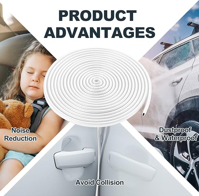 Car Door Edge Guards,Rubber Car Door Protectors No Glue Car Accessories Rubber U Shape Car Trim Door Protectors (White, 65.6FT)