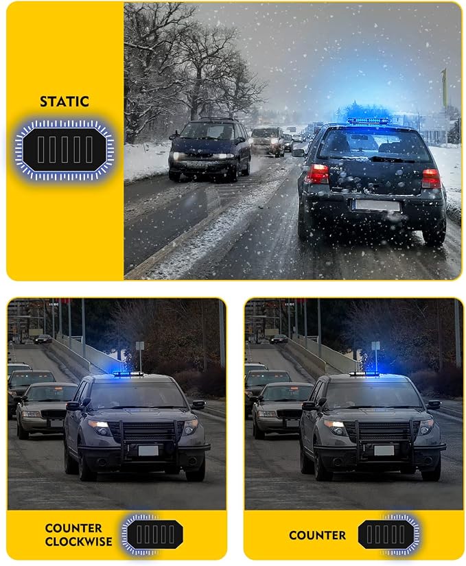LUMENIX 42 LED Roof Top Strobe Beacon Light Bar, Patent Design, Blue | High Visibility Caution Light Bar with Controller Panel, for Construction Work Trucks Service Vehicles Tow Snow Plow