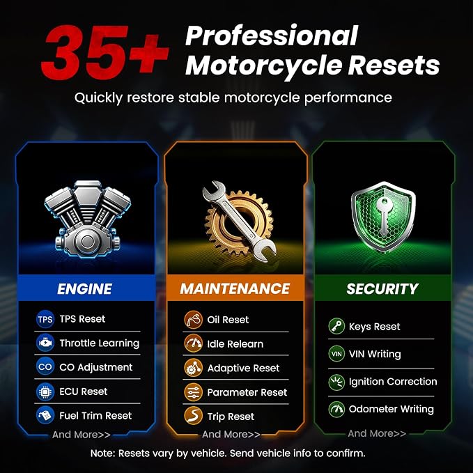 ANCEL MT700 Motorcycle OBD2 Scanner Full Systems, ABS Engine Meter TPMS Diagnostic Tool with 35+ Reset Functions for Harley Indian Yamaha Polaris Piaggio Ducati Honda BMW, AutoVIN, 7”Touch Screen,16G