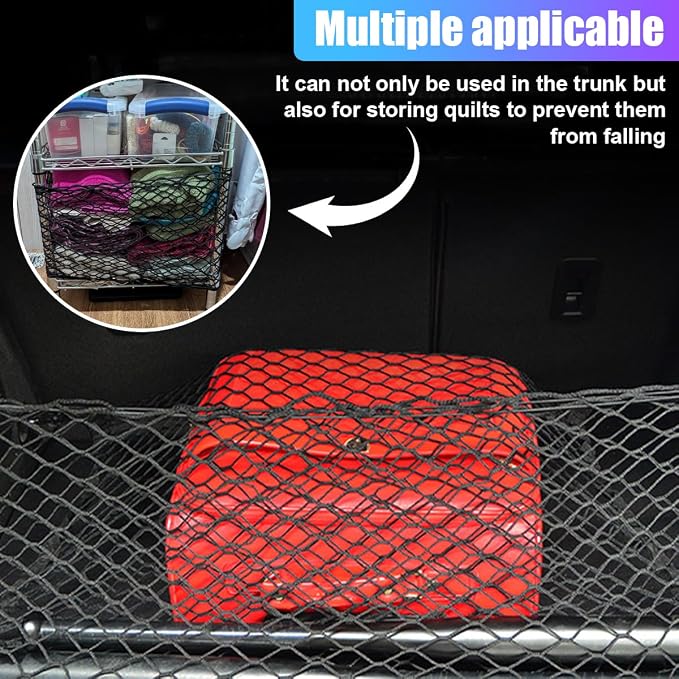 ZIMISI Car Cargo Net, Elastic Stretchable Car Trunk Cargo Storage Net with Hooks, Double-Layer Nylon Truck Organizer Mesh, Vehicle Interior Accessories for Most SUVs, Trucks (43.3x15.7 inch/110×40 cm)